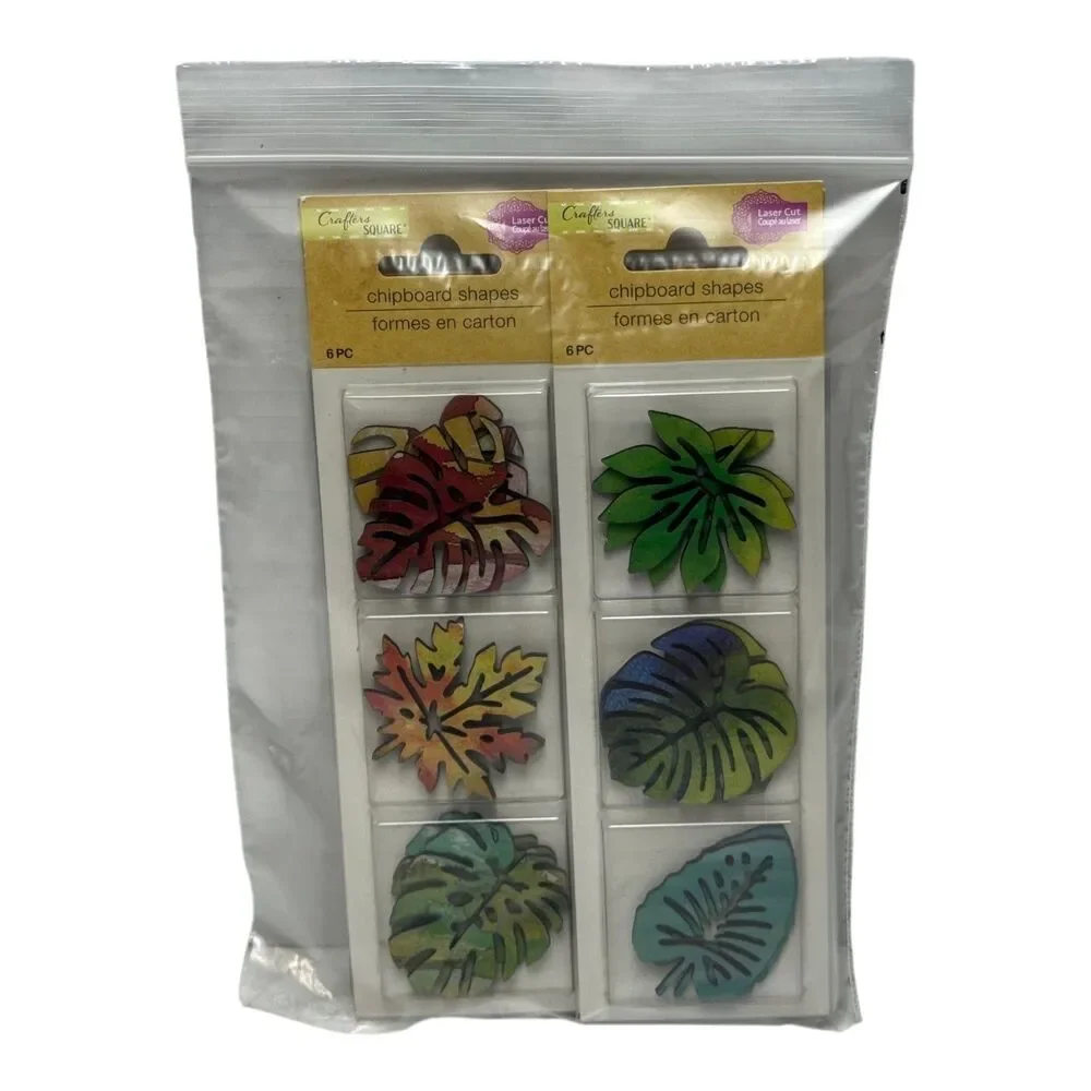 Crafter's Square Chipboard Shapes Floral Leaf Craft Embellishments 5 Pack